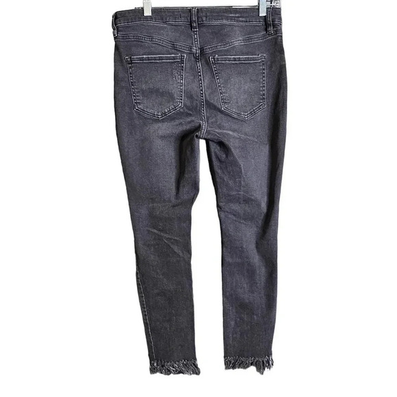 Free People Great Heights Frayed Skinny Jeans Black As Night Size W29 - Picture 6 of 8